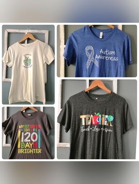 🍏 Teacher Graphic Tee Bundle | Variety Selection | Set of 4 (Mixed Sizes S-XL)